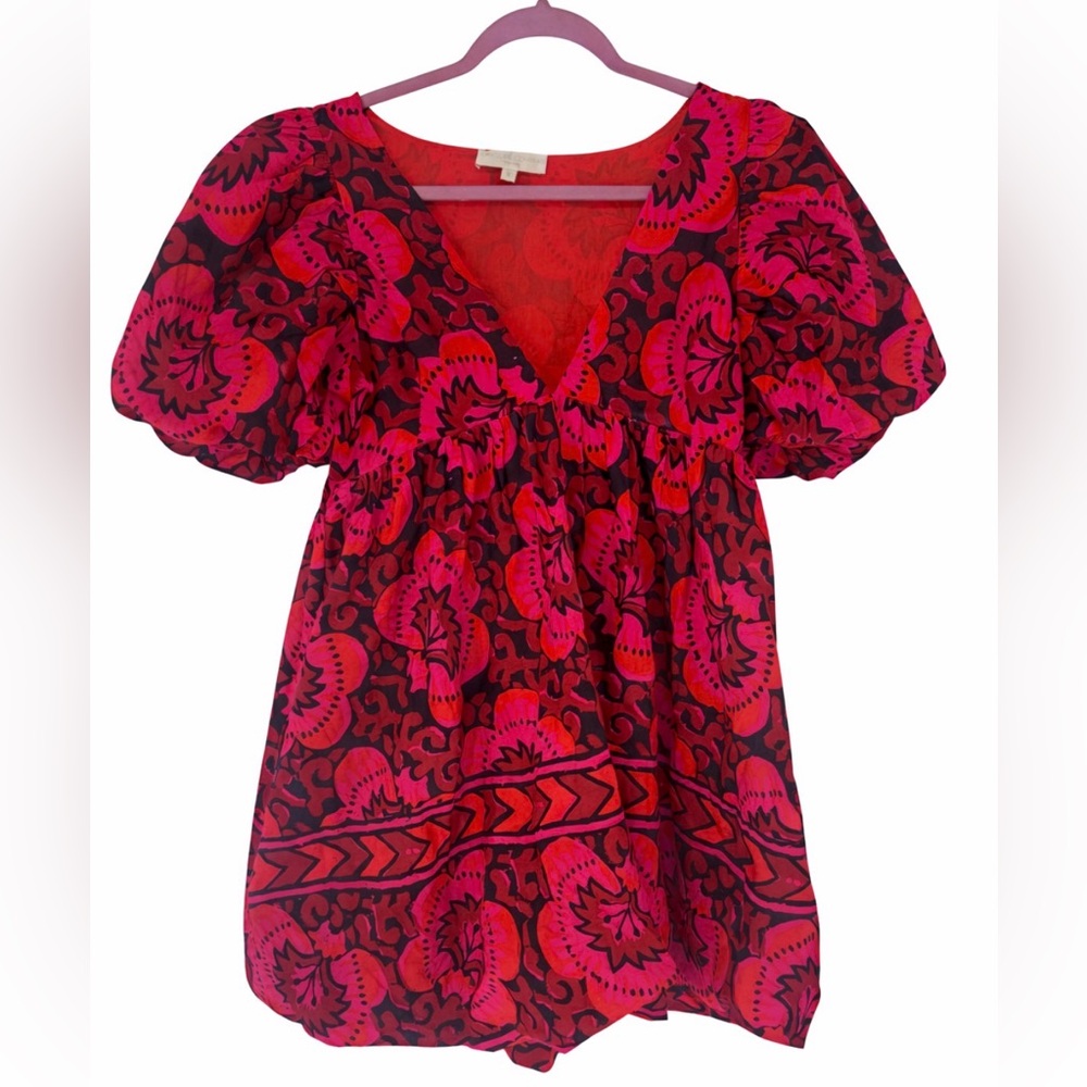 Caroline Constas Floral Poof Mini Dress